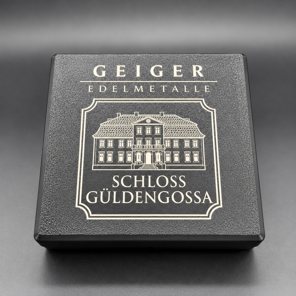 Geiger Edelmetalle 500g Pillow Bar Storage Box Holder Engraved Silver Gold