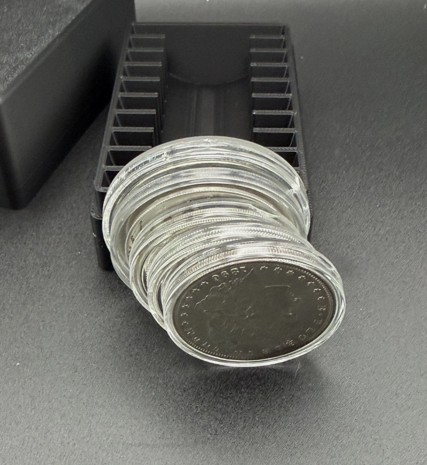 Silver Copper Coin Storage Box 1oz Rounds in Capsules 10 Slot Round Holder