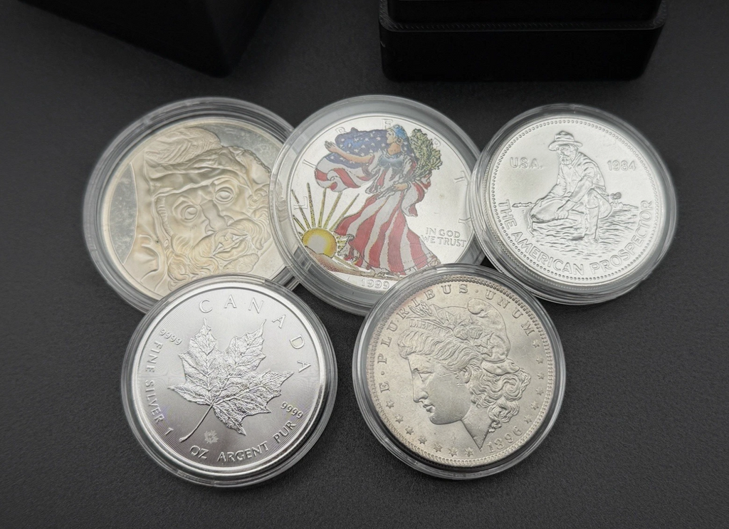 Silver Copper Coin Storage Box 1oz Rounds in Capsules 10 Slot Round Holder