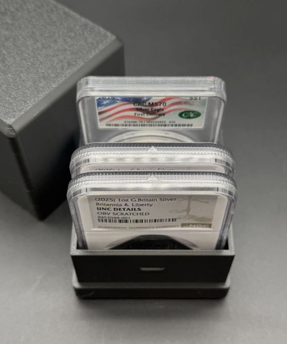 5 Slot NGC CAC Graded Coin Slab Holder Storage Case Compact Display Box