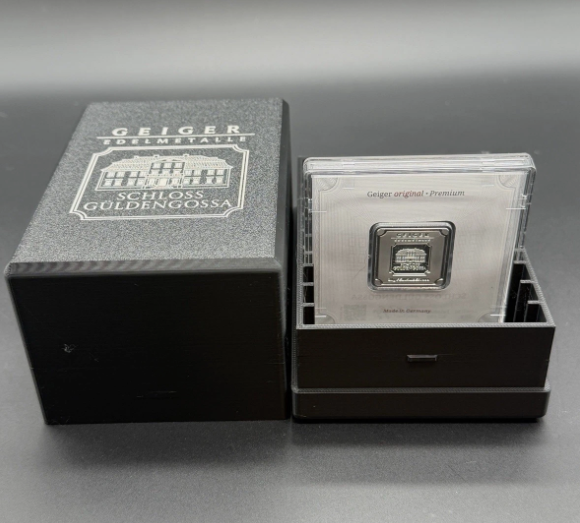 10 Slot Geiger Edelmetalle Assay Storage Box 20g 1oz Silver Gold ENGRAVED