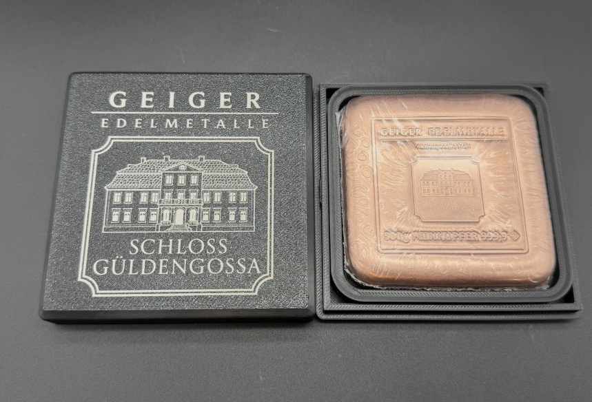 Geiger Edelmetalle 500g Pillow Bar Storage Box Holder Engraved Silver Gold