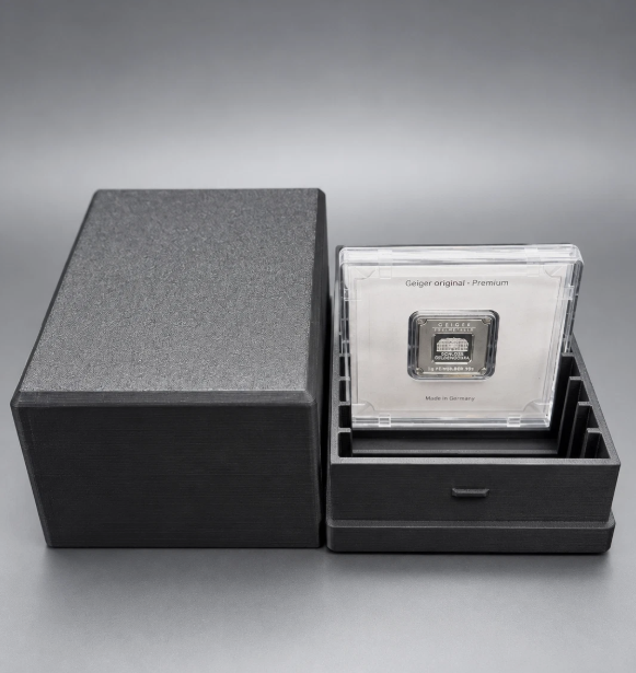 10 Slot Geiger Edelmetalle Assay Storage Box 20g 1oz Silver Gold - Pick Color
