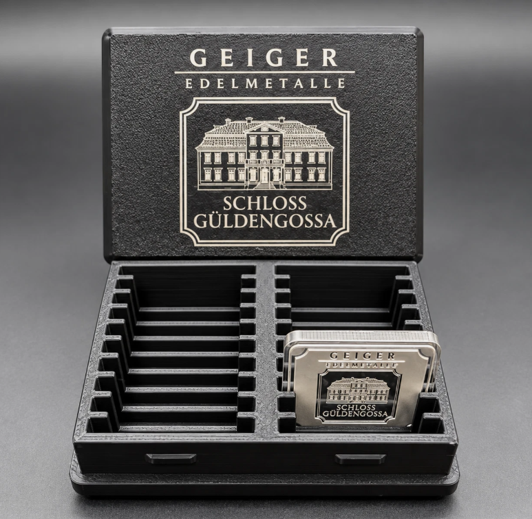 20 Slot Geiger 1 oz Silver Bar Storage Box Holder NO ASSAY Bare Bars ENGRAVED