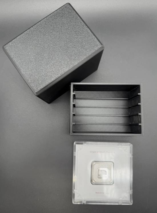 5 Slot Geiger Edelmetalle Assay Storage Box 20g 1oz Gold Silver - Engraved