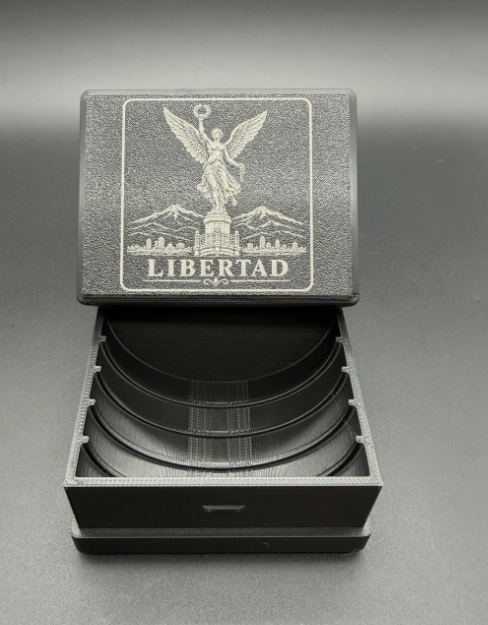 5 Slot Libertad 2oz 5oz Coin Capsule Storage Box Holder Air-Tite Y47 Y65 ENGRAVED