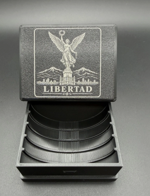 5 Slot Libertad 2oz 5oz Coin Capsule Storage Box Holder Air-Tite Y47 Y65 ENGRAVED