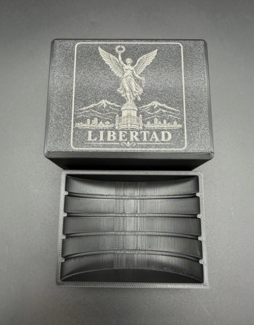 5 Slot Libertad 2oz 5oz Coin Capsule Storage Box Holder Air-Tite Y47 Y65 ENGRAVED